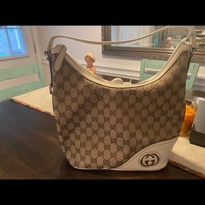 Gucci Brown GG canvas and leather trim new Brit Hobo